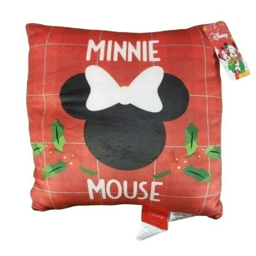 Disney Minnie Mouse Christmas Red Soft Throw‎ Pillow New
